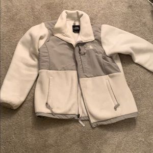 White & grey north face jacket